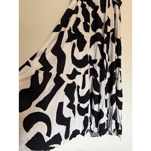 Anthropologie Abel The Label Abstract Print flowy maxi Dress in Black size XS - Picture 2 of 7